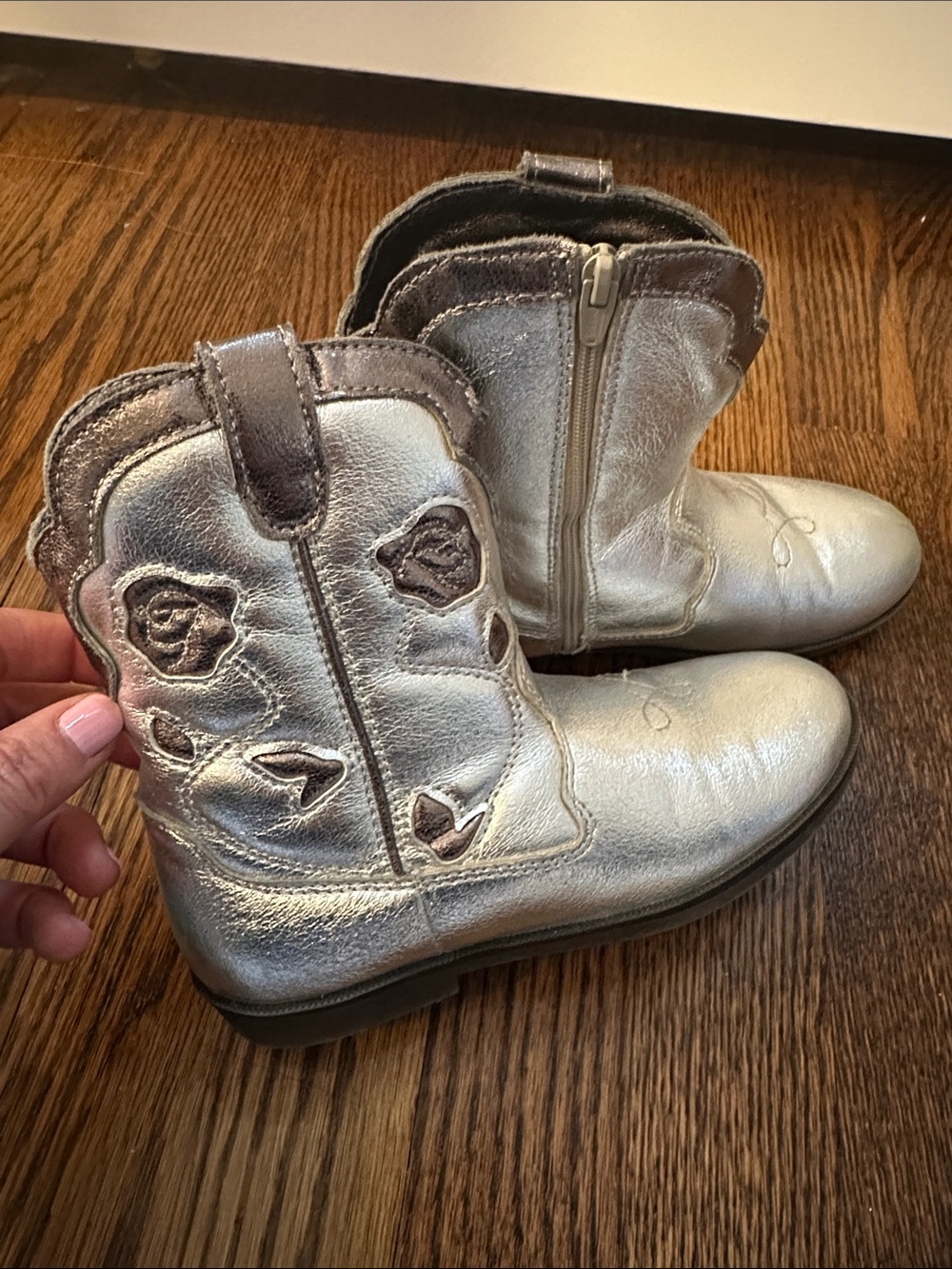 Zara Kids Shimmery Silver Western Zip Boots